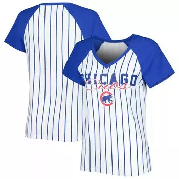 Женская спортивная белая ночная рубашка Chicago Cubs Reel в тонкую полоску Concepts Sport