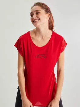 Женская спортивная футболка с круглым вырезом и коротким рукавом с принтом LCW Active