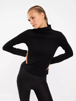 Женская спортивная футболка с прямым воротником и длинными рукавами LCW Active