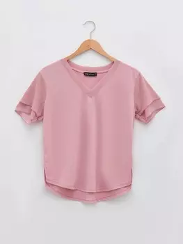 Женская спортивная футболка с v-образным вырезом и коротким рукавом LCW Active