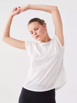 Женская спортивная футболка в полоску с круглым вырезом и короткими рукавами LCW Active