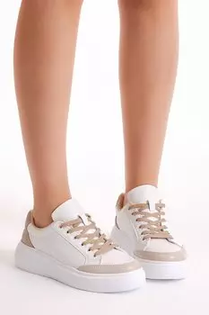 Женская спортивная обувь на шнуровке на полиэфирной подошве белого цвета Soil Soil TONNY BLACK