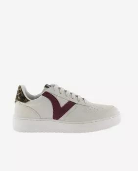 Женская спортивная обувь с контрастным логотипом и животным принтом на спине Victoria, бордо