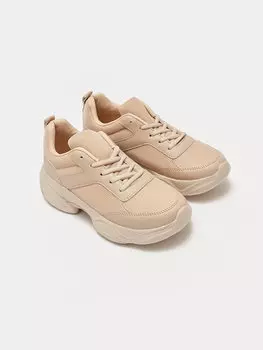 Женская спортивная обувь с кожаной сеткой и детализацией LCW STEPS, бежевый