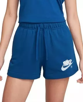 Женская спортивная одежда Club Френч Терри Флисовые шорты с рисунком Nike, синий