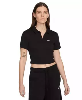 Женская спортивная одежда Футболка-поло с короткими рукавами Essential Nike, черный