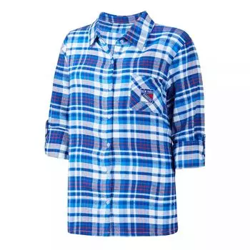 Женская спортивная синяя фланелевая ночная рубашка с рукавом три четверти на пуговицах New York Rangers Mainstay