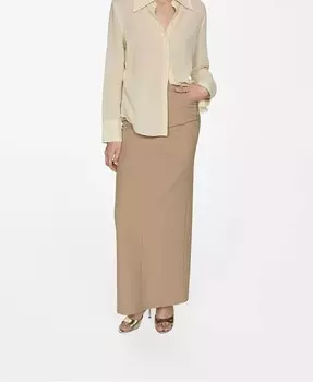 Женская стандартная длинная юбка-карандаш MANGO, бежевый