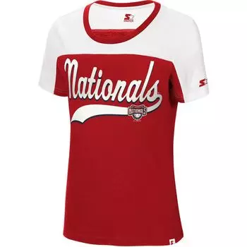 Женская стартовая красно-белая футболка Washington Nationals Kick Start Starter