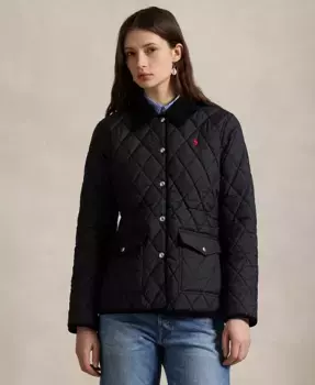 Женская стеганая амбарная куртка с отделкой из вельвета Polo Ralph Lauren, черный