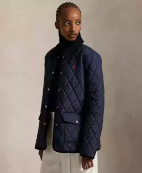 Женская стеганая амбарная куртка с отделкой из вельвета Polo Ralph Lauren, синий