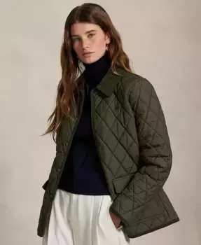 Женская стеганая амбарная куртка с отделкой из вельвета Polo Ralph Lauren, зеленый