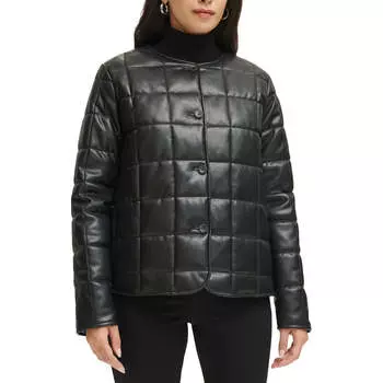 Женская стеганая куртка из искусственной кожи Calvin Klein, черный