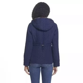 Женская стеганая куртка с капюшоном из искусственного меха Weathercast Weathercast, темно-синий