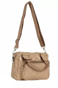 Женская стеганая сумка через плечо с тремя отделениями (10457) Luwwe Bags, бежево-норка