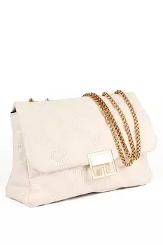 Женская стеганая сумка на плечо с ремешком-цепочкой и вышивкой (10753) Luwwe Bags, белый