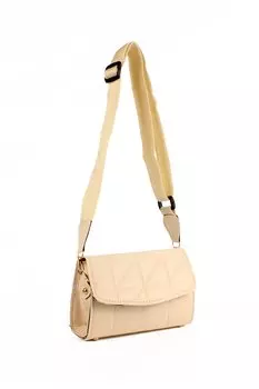 Женская стеганая сумка на плечо с ремешком-колонной (10582) Luwwe Bags, крем