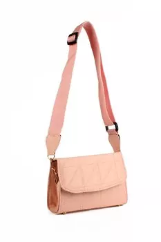 Женская стеганая сумка на плечо с ремешком-колонной (10582) Luwwe Bags, пудрово-розовый