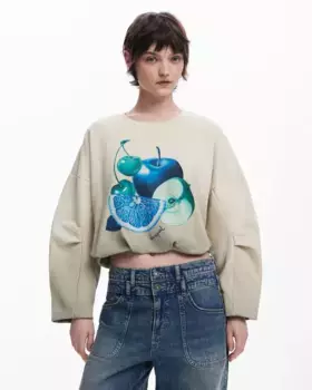 Женская стеганая толстовка с принтом фруктов Desigual, бежевый
