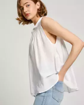 Женская струящаяся блузка без рукавов Pepe Jeans, белый