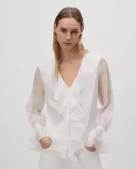 Женская струящаяся блузка с оборками Simorra, белый