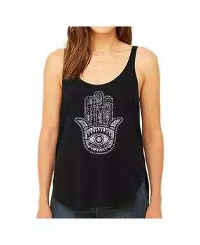 Женская струящаяся майка премиум-класса word art - hamsa LA Pop Art, черный