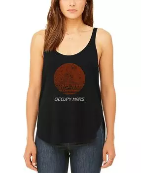 Женская струящаяся майка word art occupy mars LA Pop Art, черный