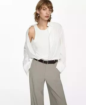 Женская струящаяся рубашка из лиоцелла MANGO, бежевый