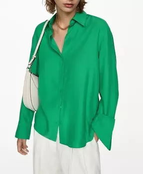 Женская струящаяся рубашка из лиоцелла MANGO, зеленый