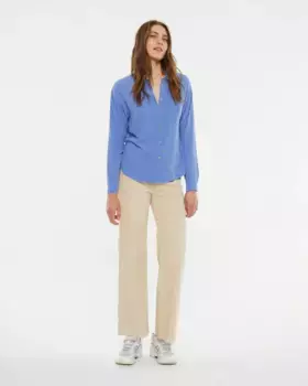 Женская струящаяся рубашка оверсайз с рубашечным воротником System Action, синий