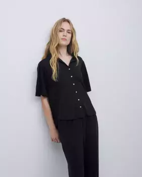 Женская струящаяся рубашка с короткими рукавами Yerse, черный