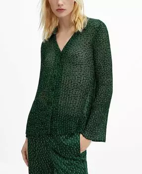Женская струящаяся рубашка с принтом MANGO, цвет Green