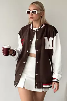 Женская студенческая куртка горько-коричневого цвета розового золота с двумя карманами и вышивкой Trend Alaat Stili, темно-синий