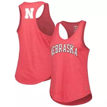 Женская студенческая одежда Heather Scarlet Nebraska Huskers Two-Hit Intramural Tri-Blend Майка с овальным вырезом и открытой спиной