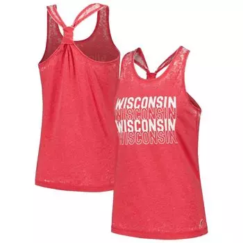 Женская студенческая одежда Red Wisconsin Badgers Stacked Name Майка Racerback