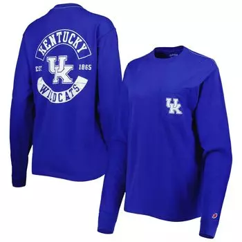 Женская студенческая одежда Royal Kentucky Wildcats Крупногабаритная футболка с длинными рукавами и карманами