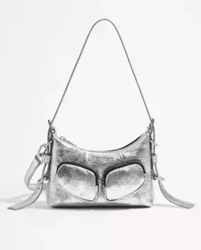 Женская сумка Bimba y Lola из серебристой кожи, мини-размер, с застежкой-молнией, серебряный