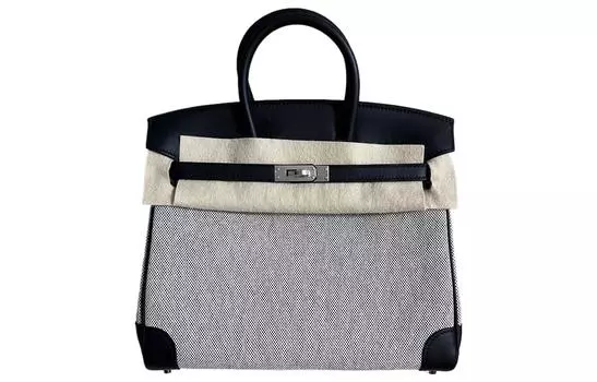 Женская сумка Birkin Swift из кожи и холста, цвет Panda HERMES