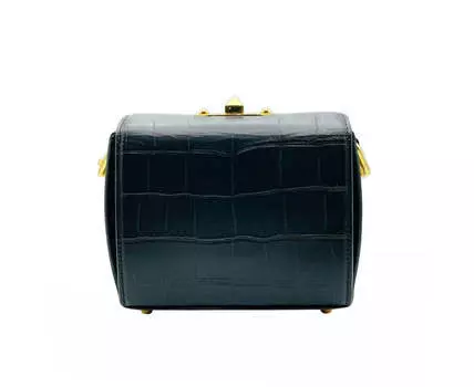 Женская сумка через плечо Alexander McQueen Box 16 из кожи с тиснением под крокодила, черный