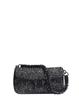 Женская сумка через плечо черно-белая Liu Jo