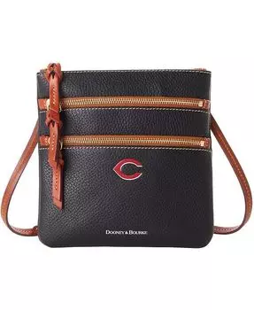 Женская сумка через плечо Cincinnati Reds Pebble с тройной молнией Dooney & Bourke, черный
