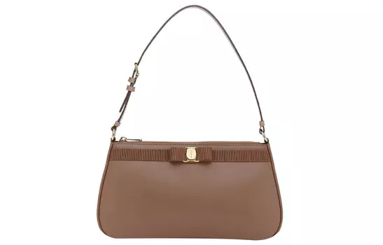 Женская сумка через плечо FERRAGAMO Vara из телячьей кожи, коричневая