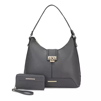 Женская сумка через плечо Graciela из веганской кожи MKF Collection от Mia k — 2 предмета, цвет Charcoal