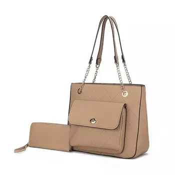 Женская сумка через плечо и кошелек из веганской кожи MKF Collection Jenna от Mia k — 2 предмета, цвет Apricot