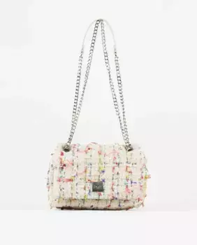 Женская сумка через плечо из белой твидовой ткани PACOMARTINEZ, мультиколор