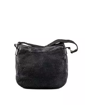 Женская сумка через плечо из черной стираной кожи Stamp, черный