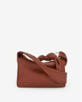 Женская сумка через плечо из фактуры наппы темного цвета кожи Adolfo Dominguez, коричневый