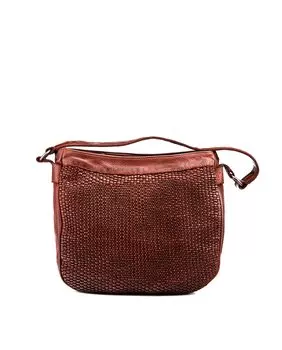 Женская сумка через плечо из коричневой стираной кожи Stamp, темно коричневый