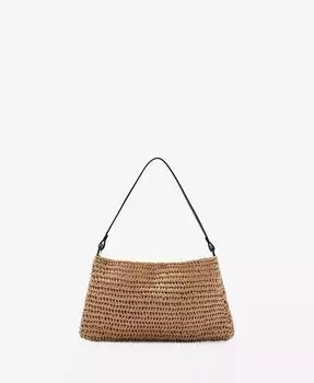 Женская сумка через плечо из натурального волокна MANGO, бежевый