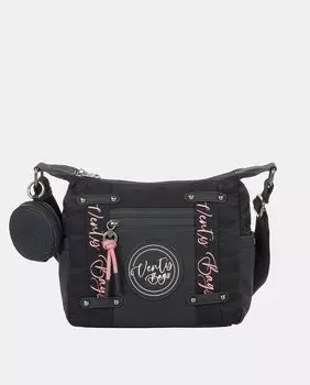 Женская сумка через плечо из нейлона черного цвета на молнии Ventis, черный